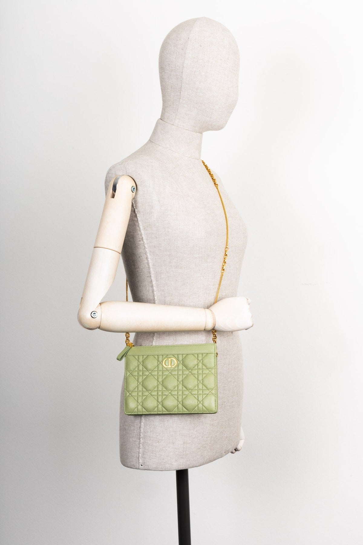 Christian Dior Caro Zipped Pouch With Chain Cedar Rovelle Bags