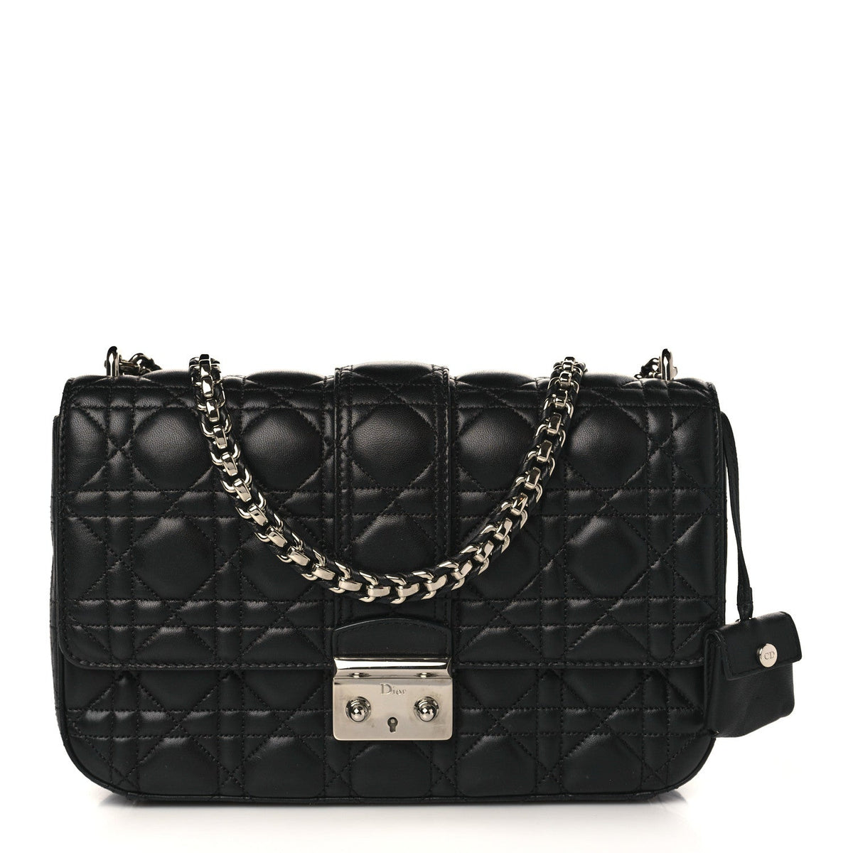 Dior Miss Dior Shoulder Bag In Black Lambskin Leather With Silver Hardware Rovelle Bags