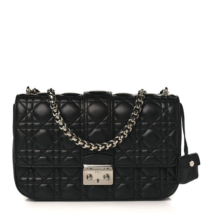 Dior Miss Dior Shoulder Bag In Black Lambskin Leather With Silver Hardware Rovelle Bags