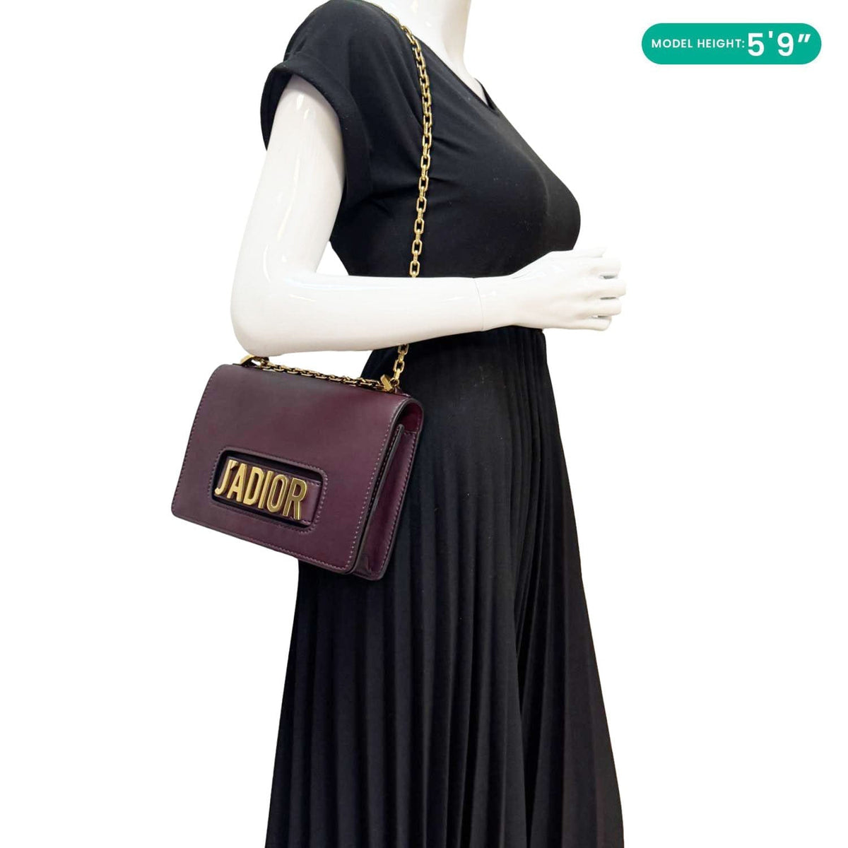 CHRISTIAN DIOR J'Adior Flap Medium Leather Chain Shoulder Bag Burgundy Rovelle Bags