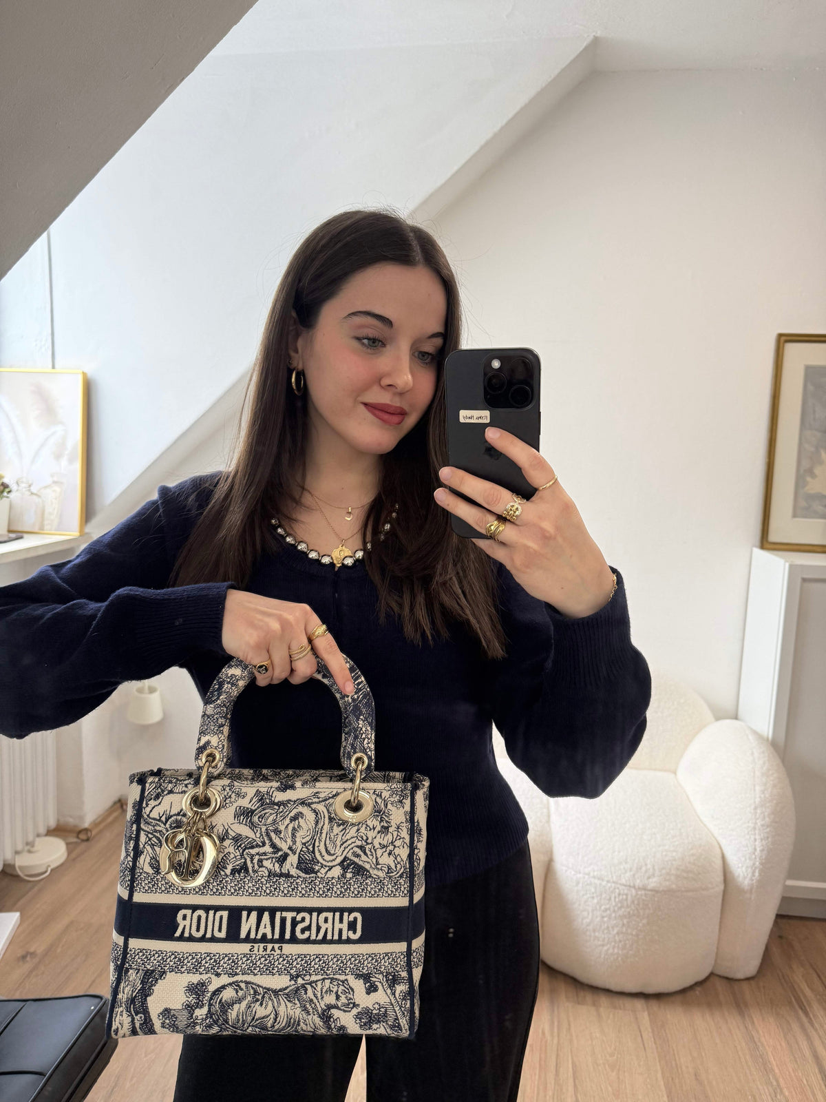 Christian Dior Lady Dior D-Lite Bag Medium In Canvas Rovelle Bags