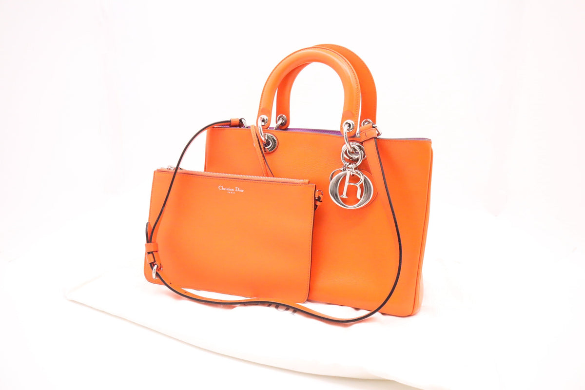 Dior Diorissimo 2-Way Bag in Orange Leather Rovelle Bags