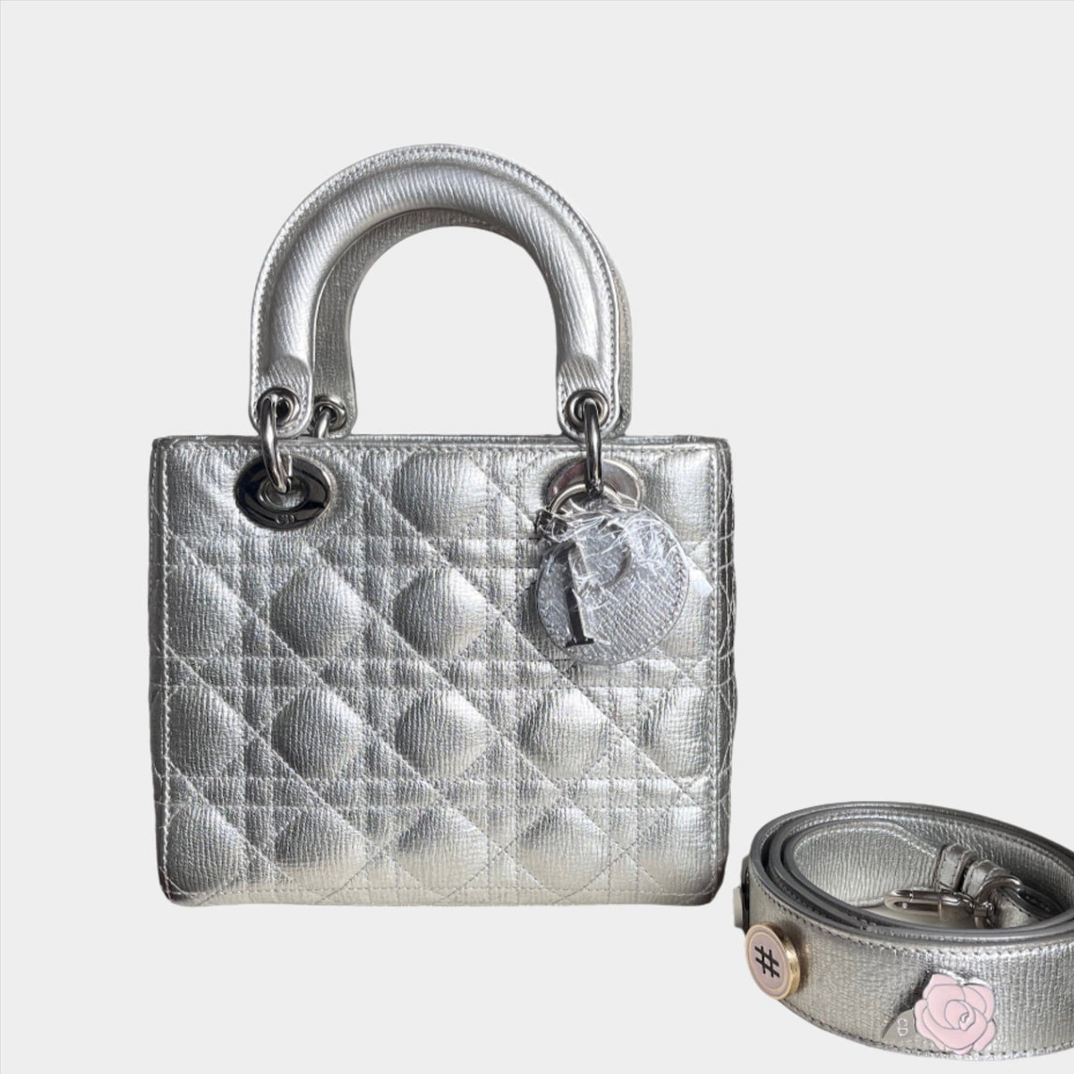 Lady Dior ABCdior Small Silver Cannage Lambskin Handbag Rovelle Bags