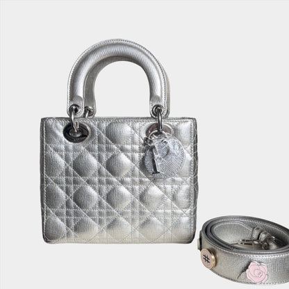 Lady Dior ABCdior Small Silver Cannage Lambskin Handbag Rovelle Bags