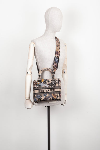 Christian Dior Medium D-Lite Bag Toile De Jouy Jardin D'Hiver Embroidery Rovelle Bags