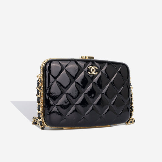 Chanel Patent Leather Black Clutch Rovelle Bags