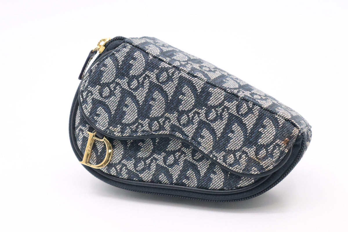 Dior Saddle Pouch in Blue Oblique Canvas Rovelle Bags
