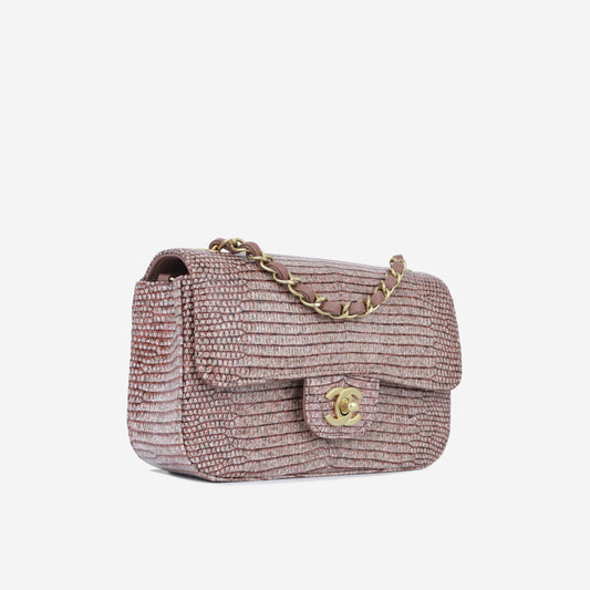 Chanel Mini Rectangular Flap - Mauve Taupe Lizard Rovelle Bags