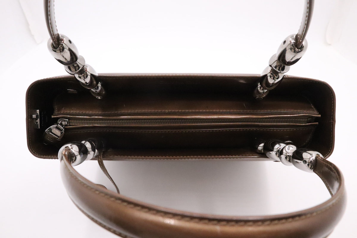 Dior Malice Shoulder Bag in Brown Patent Leather Rovelle Bags