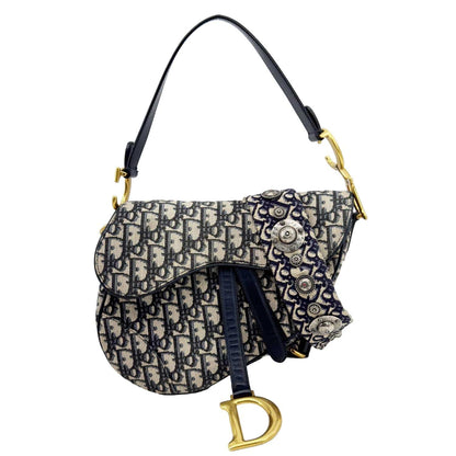 CHRISTIAN DIOR Saddle Oblique Jacquard Belt Crossbody Bag Navy Blue Rovelle Bags