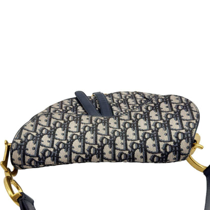 CHRISTIAN DIOR Saddle Oblique Jacquard Belt Crossbody Bag Navy Blue Rovelle Bags
