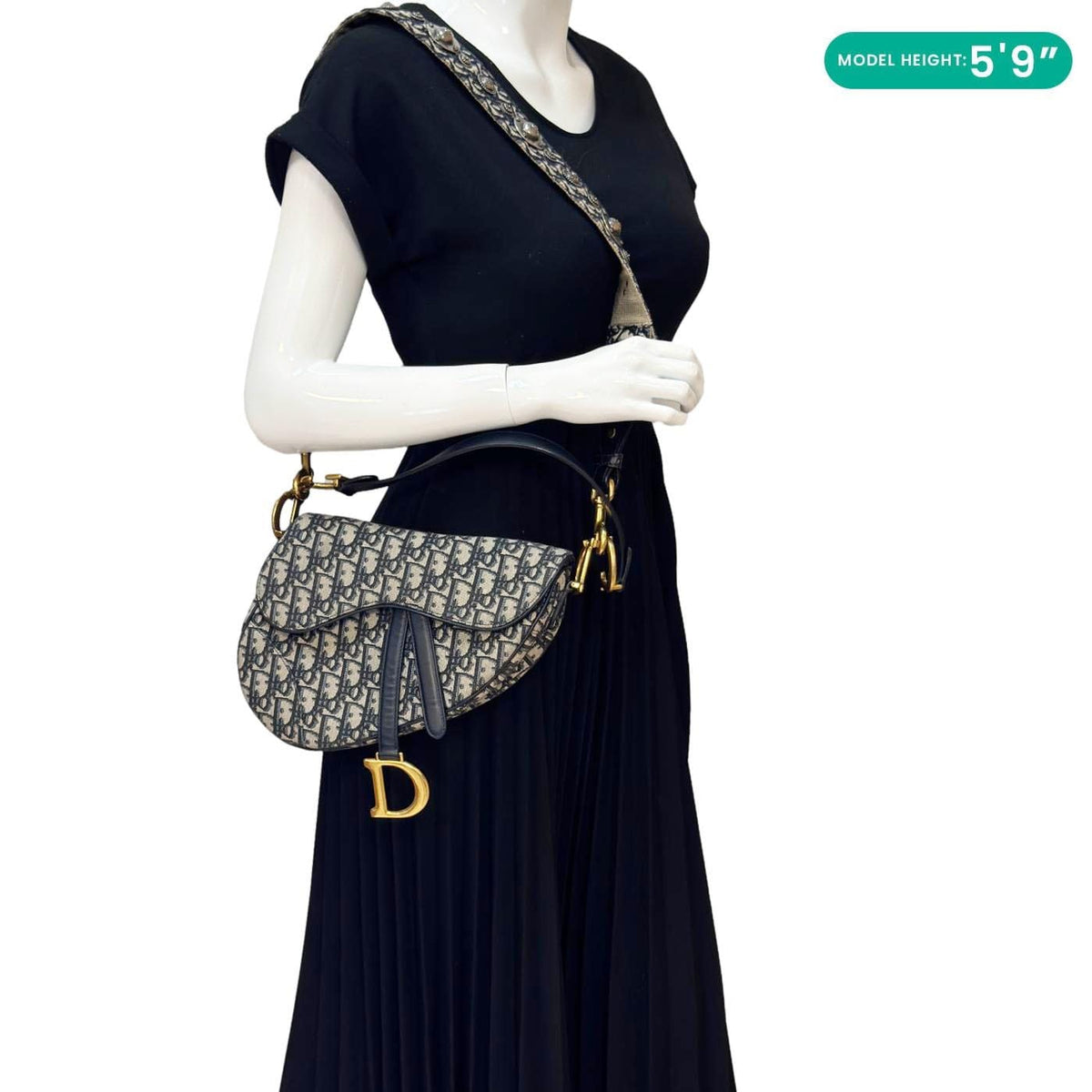 CHRISTIAN DIOR Saddle Oblique Jacquard Belt Crossbody Bag Navy Blue Rovelle Bags