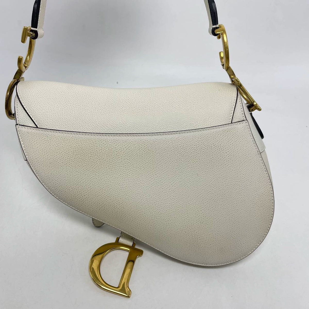 Dior Saddle White Medium Grained Leather Handbag Rovelle Bags