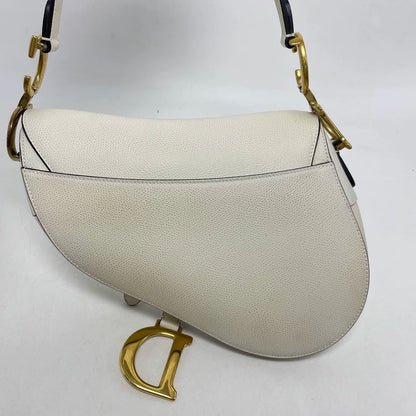 Dior Saddle White Medium Grained Leather Handbag Rovelle Bags