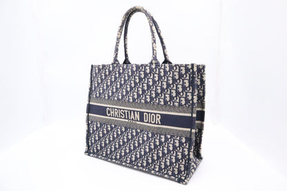 Dior Large Book Tote in Navy Oblique Embroidery Canvas Rovelle Bags