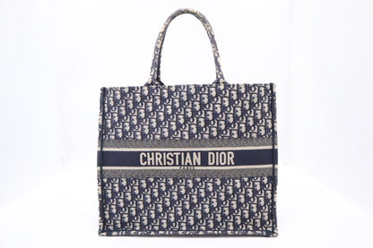 Dior Large Book Tote in Navy Oblique Embroidery Canvas Rovelle Bags