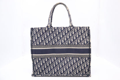 Dior Large Book Tote in Navy Oblique Embroidery Canvas Rovelle Bags