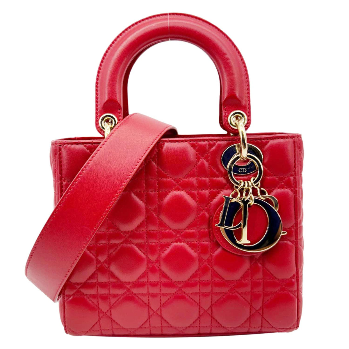 CHRISTIAN DIOR Lady Dior My ABCDior Small Cannage Leather Shoulder Bag Red Rovelle Bags
