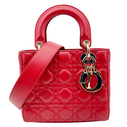CHRISTIAN DIOR Lady Dior My ABCDior Small Cannage Leather Shoulder Bag Red Rovelle Bags