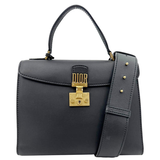 Christian Dior Dior Addict Leather Top Handle Crossbody Bag Black Rovelle Bags