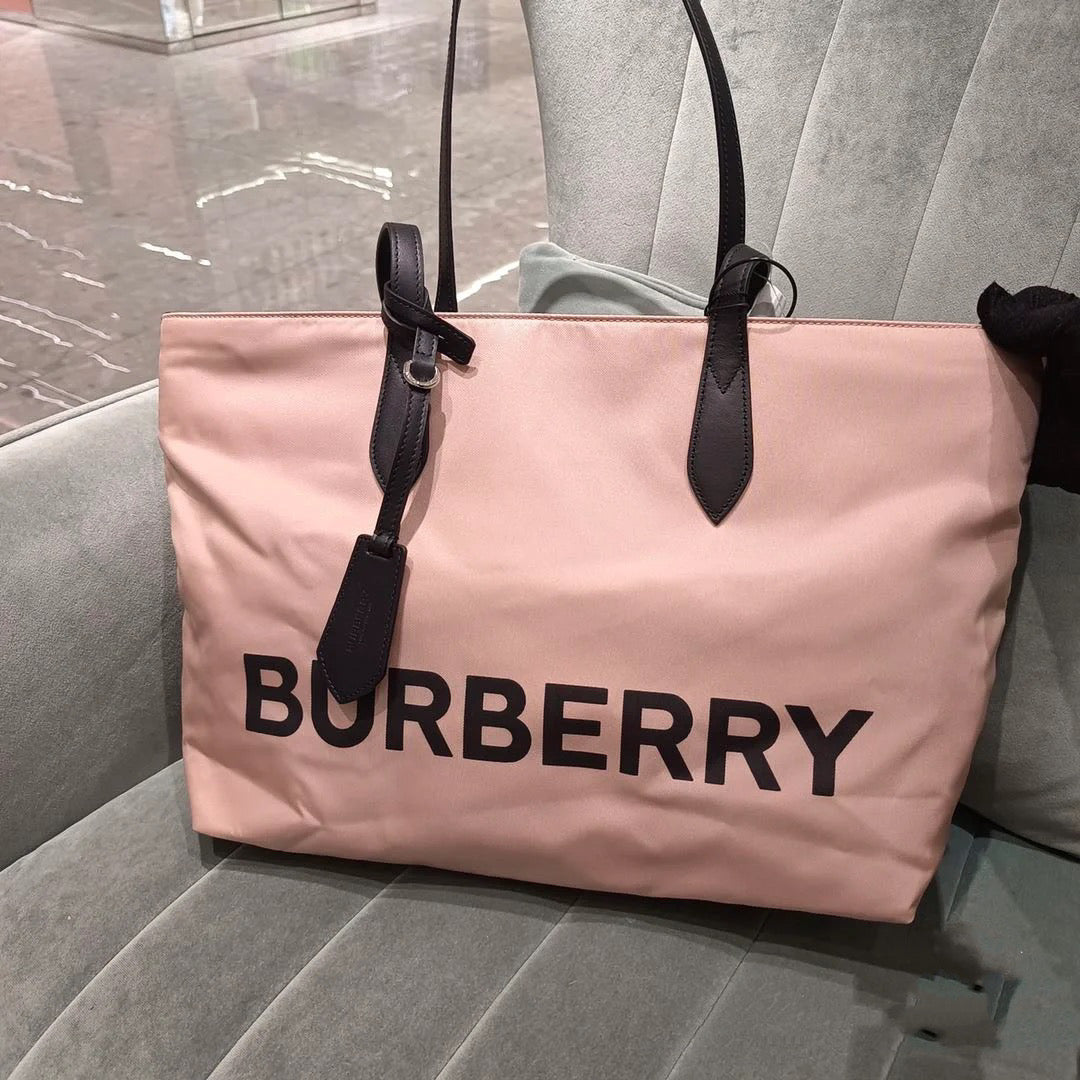 Burberry Small Rose Nylon Beige Tote Bag