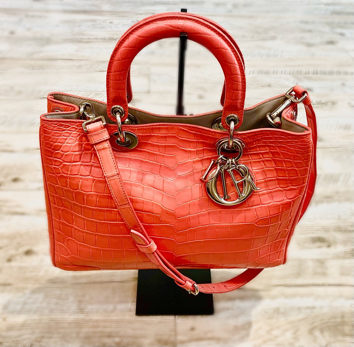 CHRISTIAN DIOR DIORISSIMO CROCODILE LARGE PINK TOTE-HS Rovelle Bags