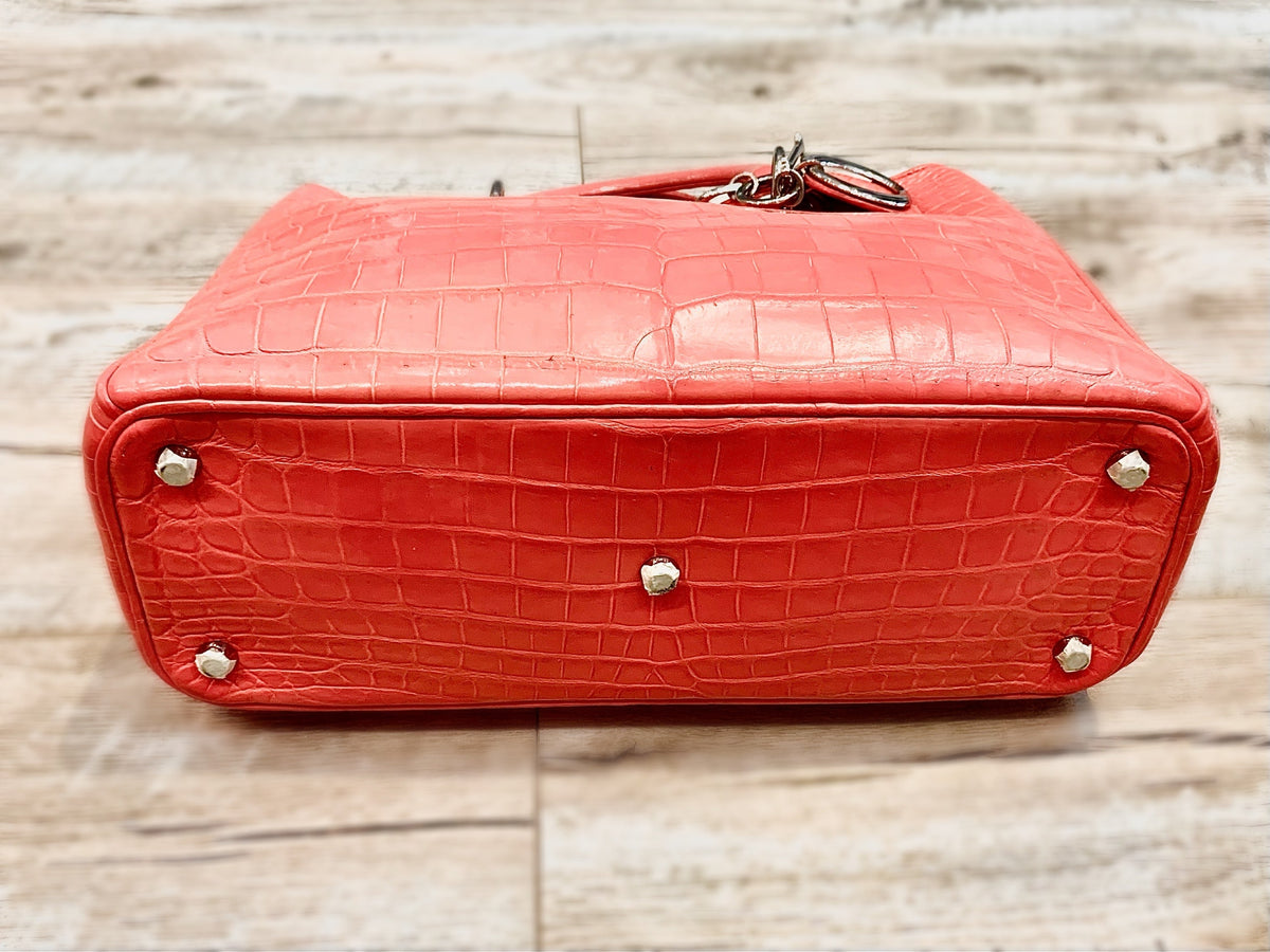 CHRISTIAN DIOR DIORISSIMO CROCODILE LARGE PINK TOTE-HS Rovelle Bags