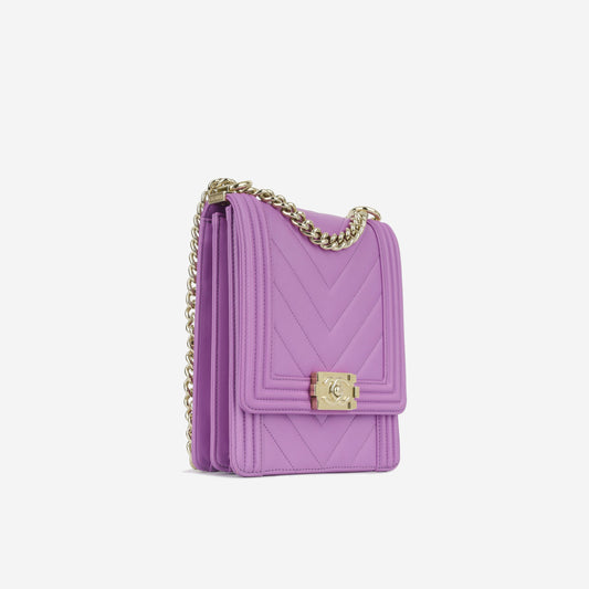 Chanel North South Boy Bag - Purple Rovelle Bags