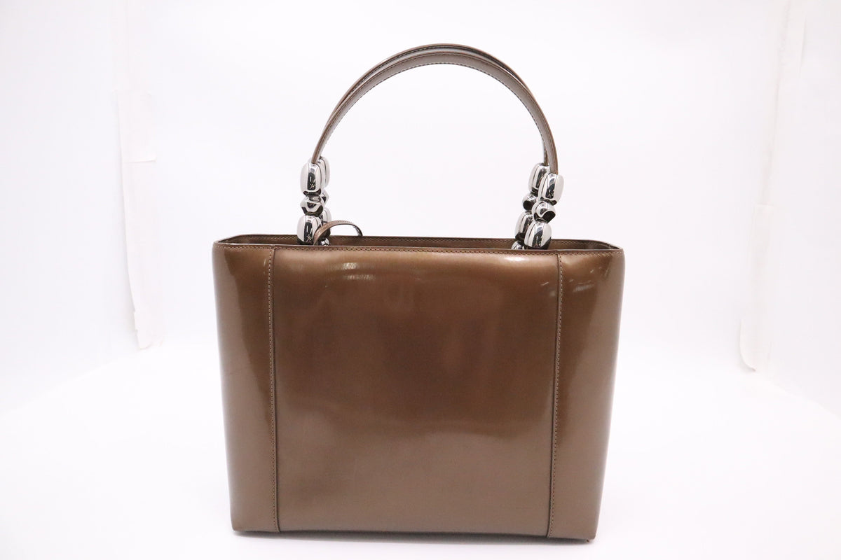 Dior Malice Shoulder Bag in Brown Patent Leather Rovelle Bags