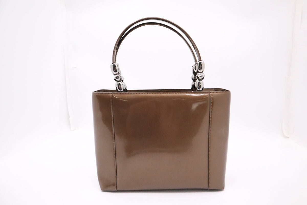 Dior Malice Shoulder Bag in Brown Patent Leather Rovelle Bags