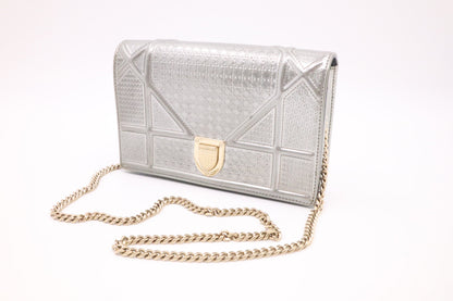 Dior Diorama Clutch on Chain in Silver Leather Rovelle Bags