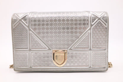 Dior Diorama Clutch on Chain in Silver Leather Rovelle Bags