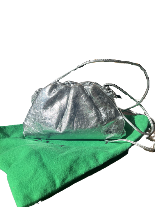 Bottega Veneta Pouch Mini Silver Lambskin Leather