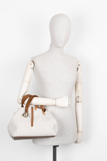 Christian Dior Medium Toujours Bag Macrocannage Canvas White Brown Rovelle Bags