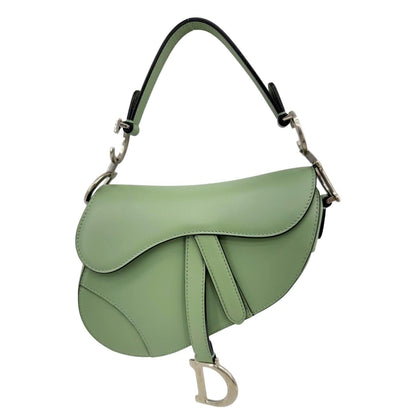 CHRISTIAN DIOR Saddle Leather Satchel Bag Green Rovelle Bags