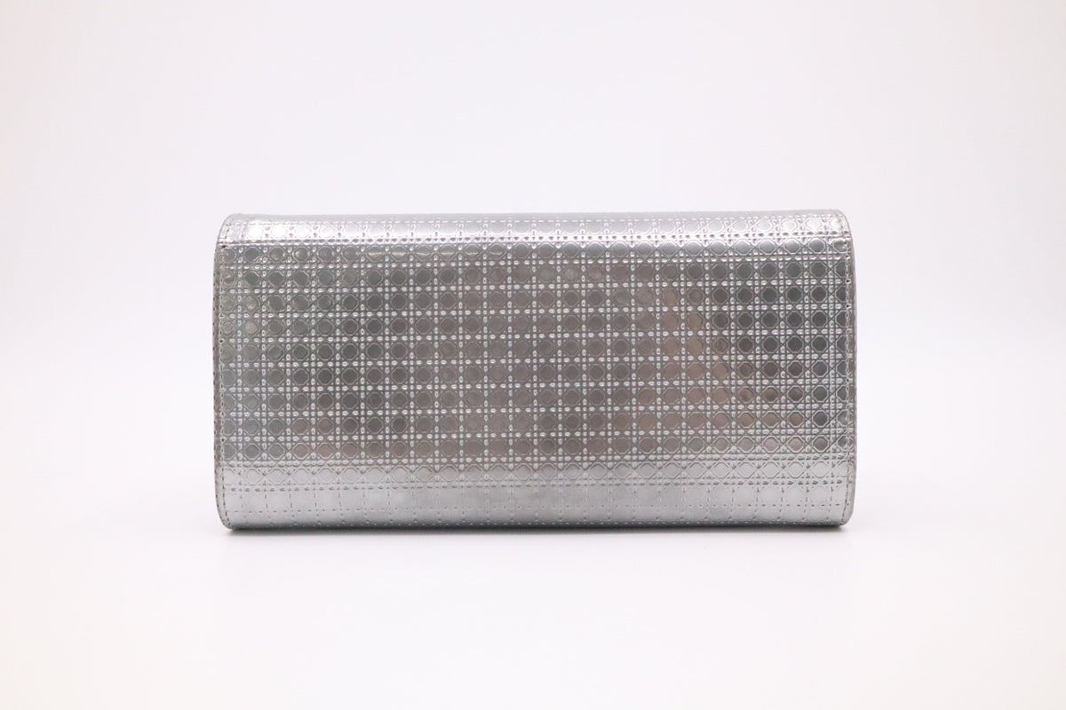 Dior Croisiere Wallet on Chain in Silver Micro-Cannage Leather Rovelle Bags