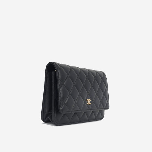 Chanel Wallet On Chain Lambskin Black Crossbody Lambskin Rovelle Bags