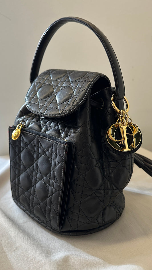 Christian Dior Lady Dior Backpack Cannage Black Rovelle Bags