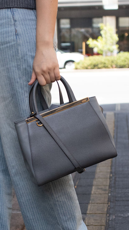 Fendi Small Grey Two Jours Bag Rovelle Bags