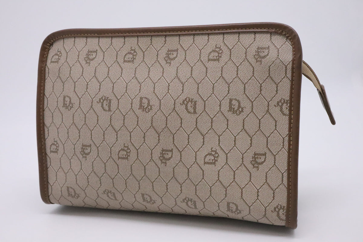 Dior Pouch in Beige Honeycomb Coated Canvas Rovelle Bags
