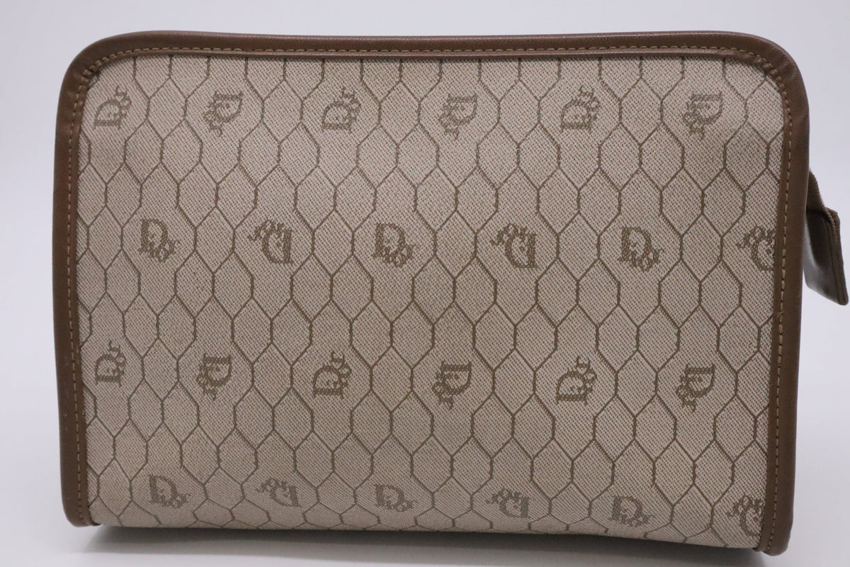 Dior Pouch in Beige Honeycomb Coated Canvas Rovelle Bags