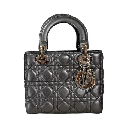 Lady Dior Small ABCdior Gunmetal Grey Cannage Lambskin Handbag with ABC Strap Rovelle Bags