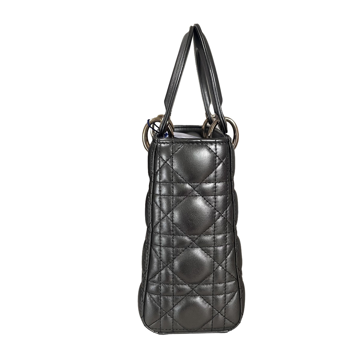 Lady Dior Small ABCdior Gunmetal Grey Cannage Lambskin Handbag with ABC Strap Rovelle Bags