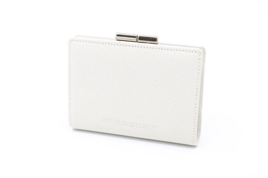 Burberry Compact Wallet in White Leather