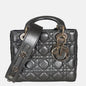 Lady Dior Small ABCdior Gunmetal Grey Cannage Lambskin Handbag with ABC Strap Rovelle Bags