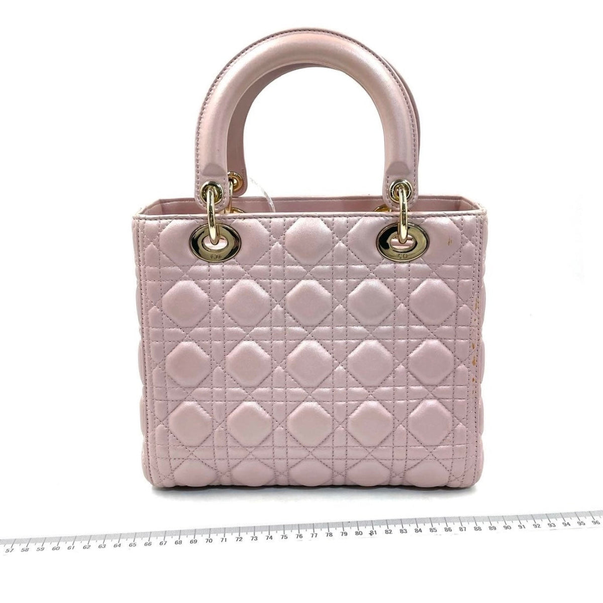 Lady Dior Medium Handbag Pearlescent Pink Cannage Leather Gold Hardware Rovelle Bags