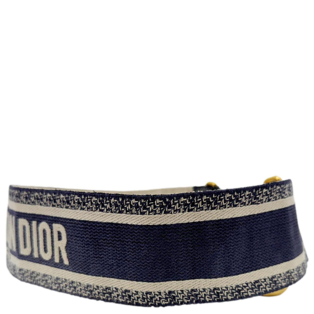 CHRISTIAN DIOR Embroidered Canvas Shoulder Strap Navy Blue Rovelle Bags