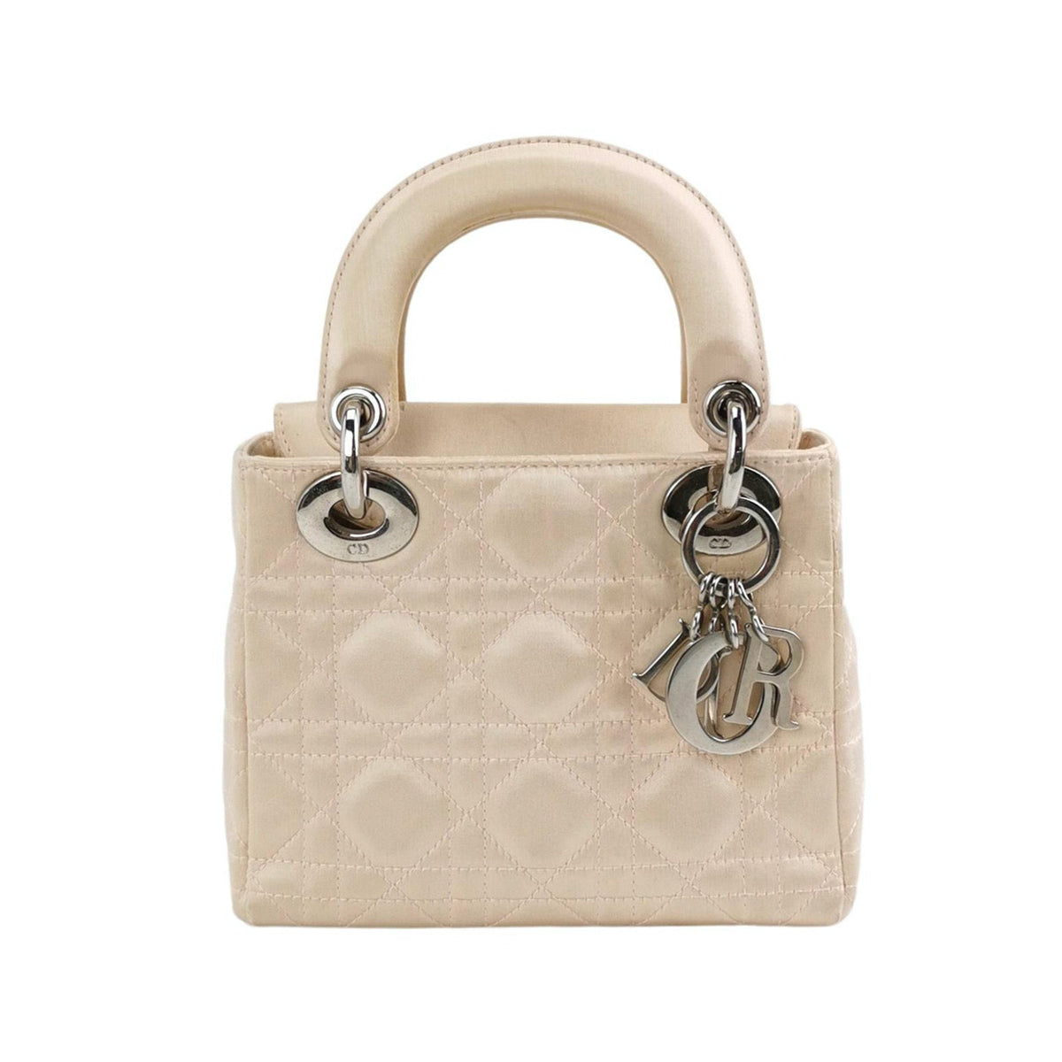 Lady Dior Mini Beige Silk Handbag Rovelle Bags
