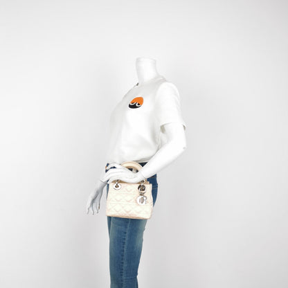 Lady Dior Mini Beige Silk Handbag Rovelle Bags
