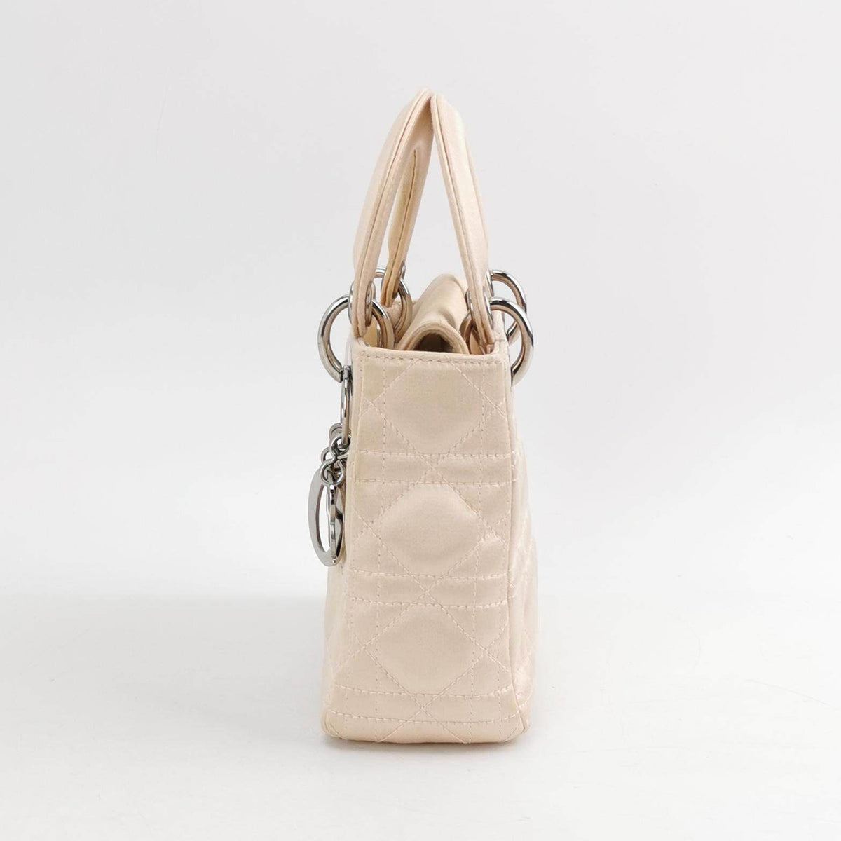 Lady Dior Mini Beige Silk Handbag Rovelle Bags